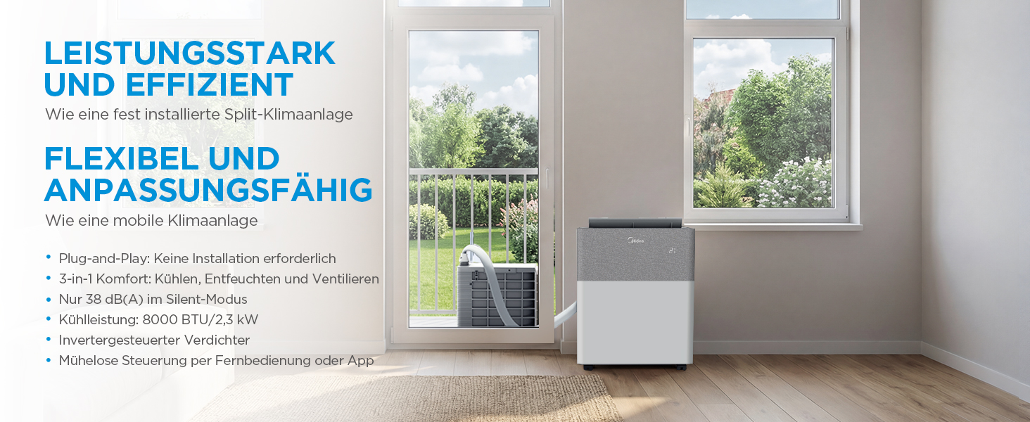 Midea PortaSplit Cool Innengerät im Wohnraum