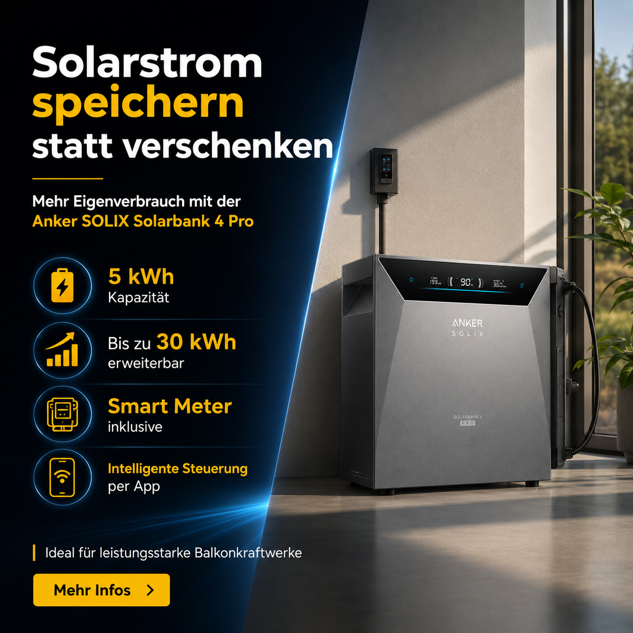 Solarstrom speichern statt verschenken mit der Anker SOLIX Solarbank 4 Pro
