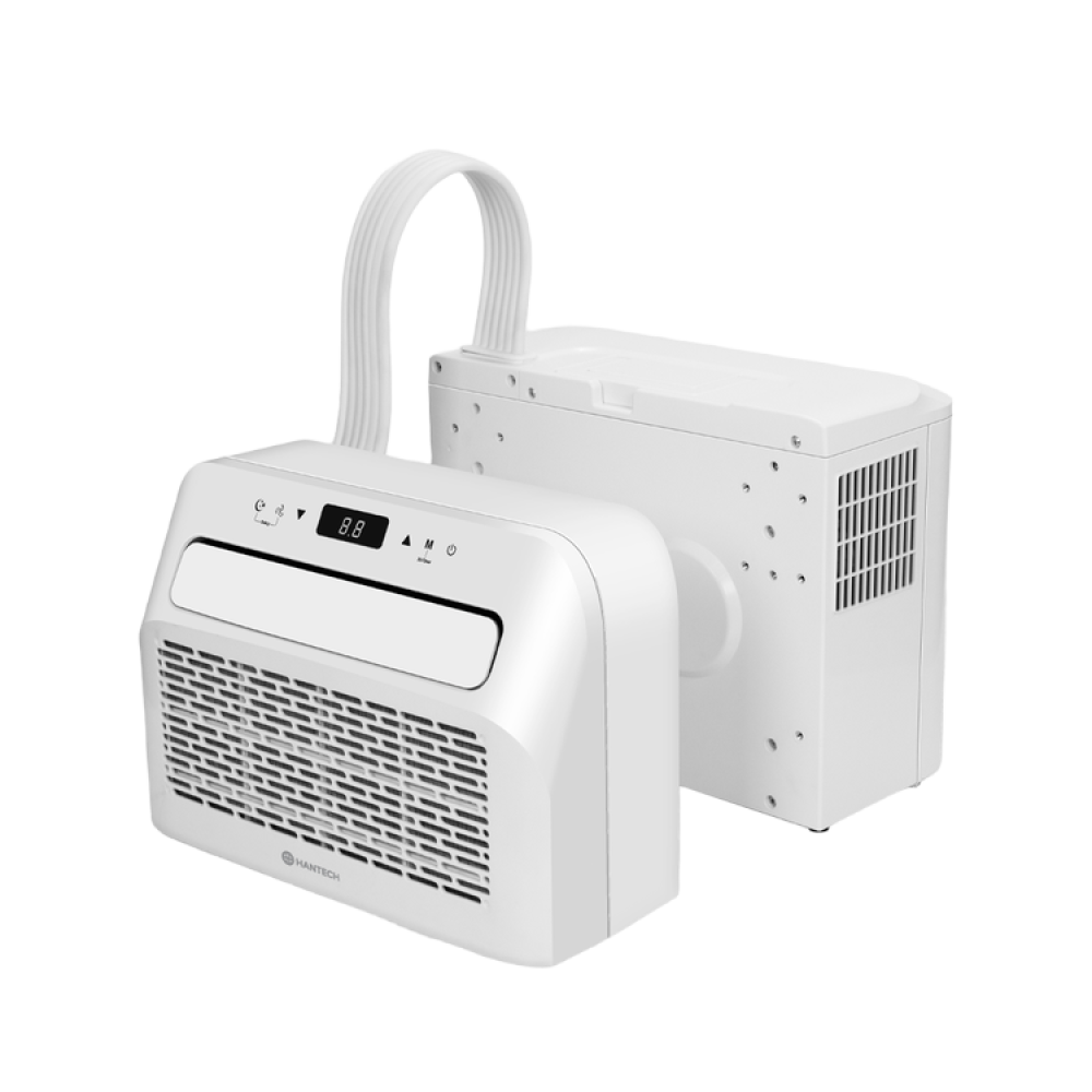Preview: Hantech mobile Split-Klimaanlage HNT-YFG05C-3W-S, Innenteil vorne, Außenteil mit Fensterhalterung