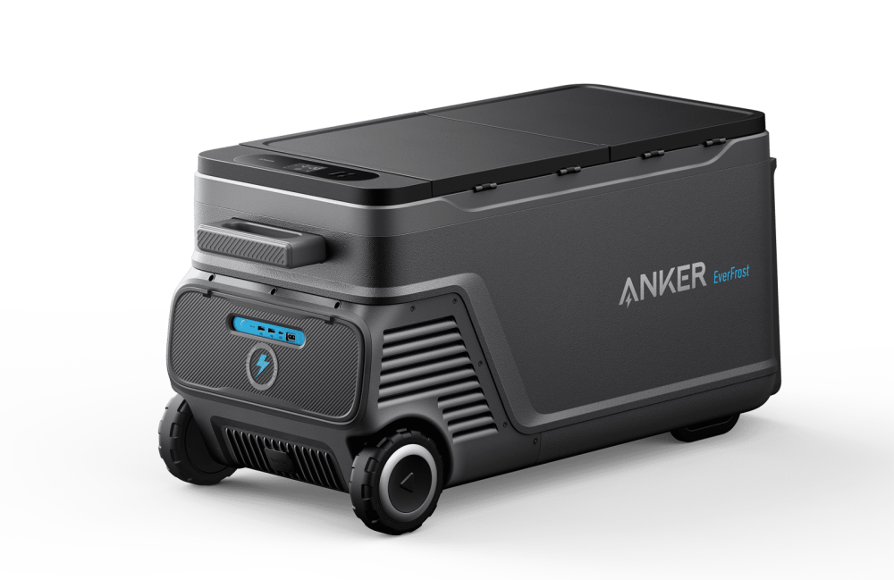 Preview: Anker EverFrost Akku-Kühlbox 50 Ansicht mit Bedienfeld und Akkufach
