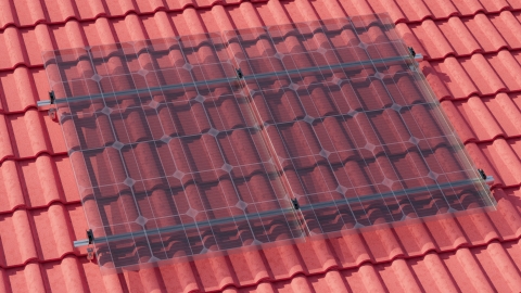 Ziegeldach (Pfanne) Montagset für 8 Solarmodule - 30mm Rahmen -