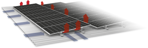 Trapezblech Aufständerung für 1 Solarmodule - Mini Five -