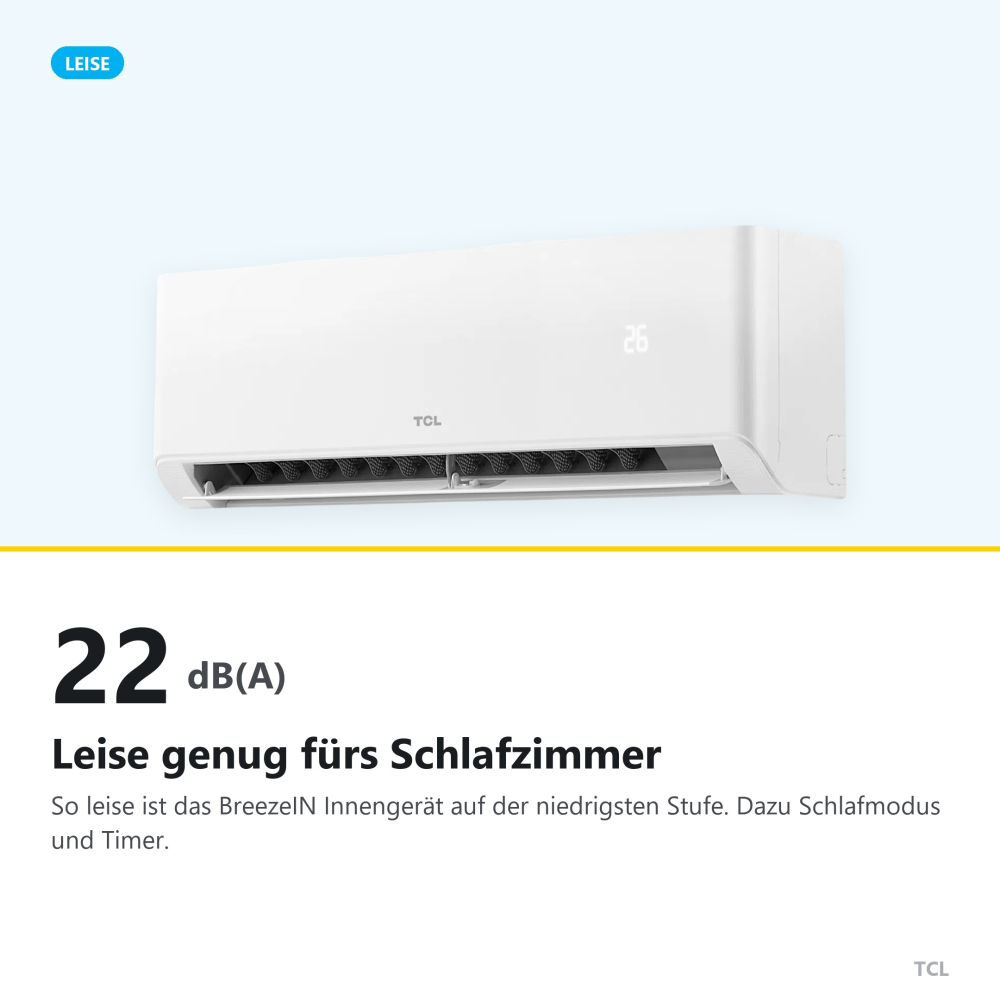 Leise genug fürs Schlafzimmer: 22 dB(A)