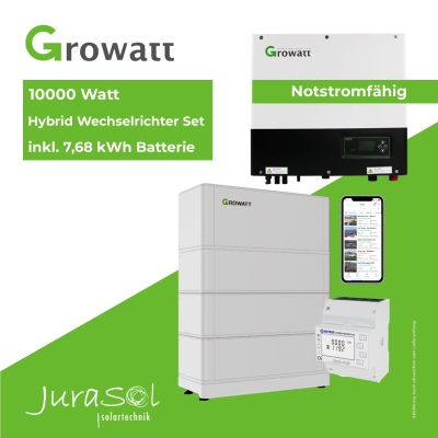 10000 Watt Hybrid Wechselrichter SET inkl. 7,68 kWh Batterie - Notstromfähig -