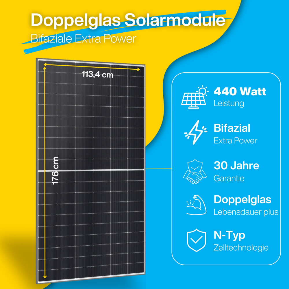 Preview: 10000 Watt Photovoltaikanlage inkl. 10 kWh Batterie - Trina - Growatt - Bifazial -  Notstromfähig -