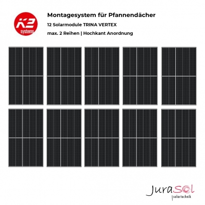 Montageset für 12 Vertex Solarmodule - Ziegeldach -