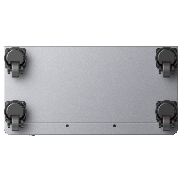 Unterseite des Zendure SolarFlow 4000 Mix Pro mit vier feststellbaren Lenkrollen