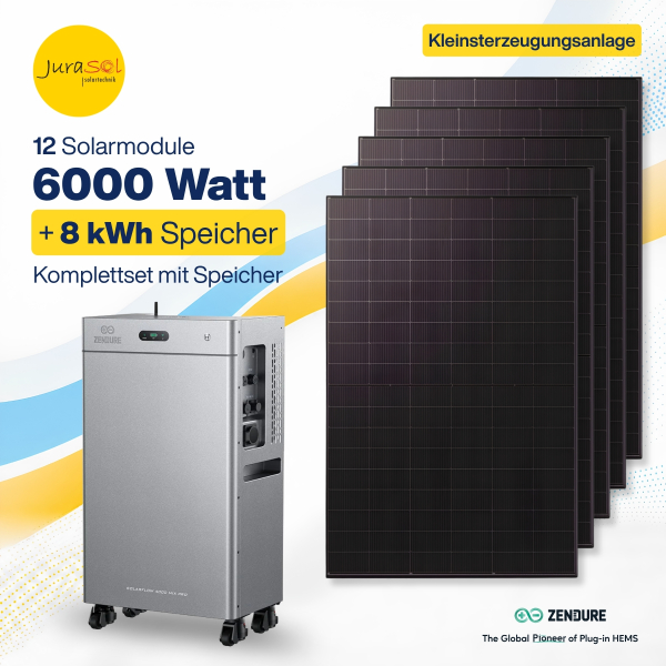 Zendure SolarFlow 4000 Mix Pro Komplettset mit 12 Solarmodulen, 6000 Watt und 8 kWh Speicher