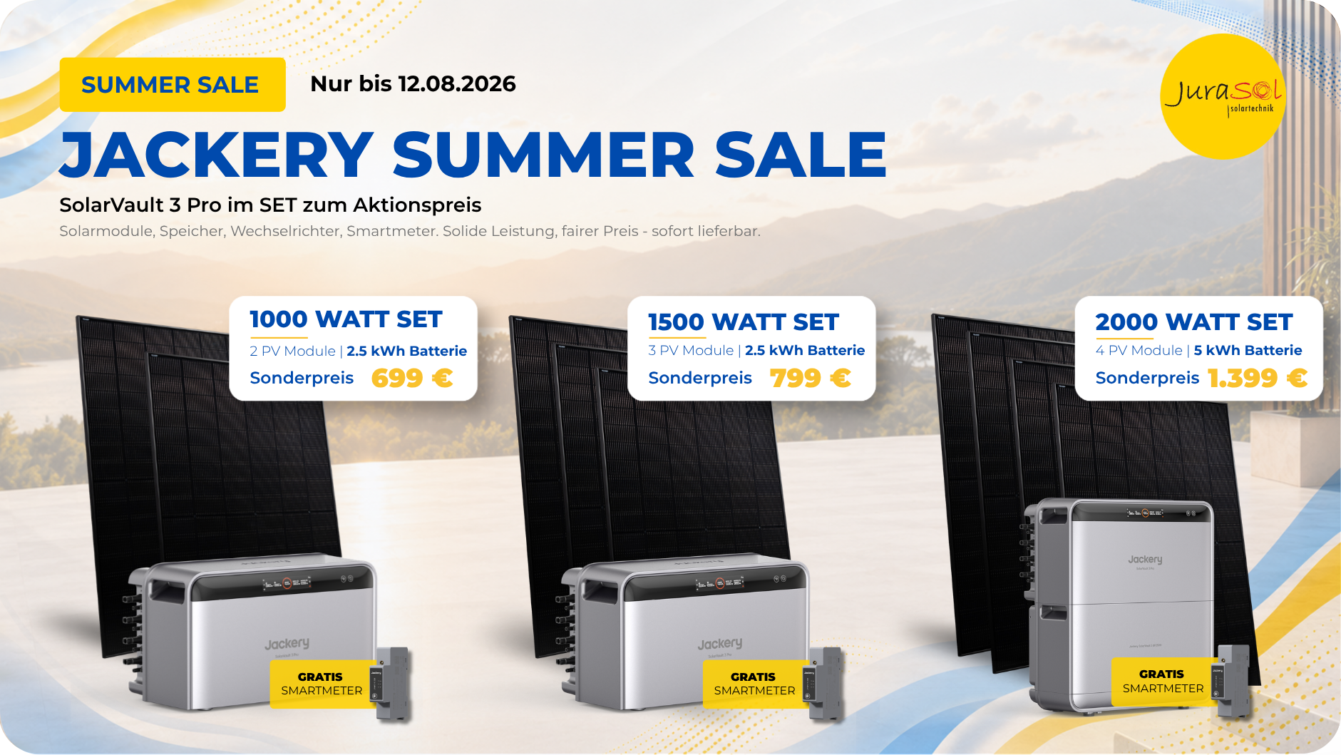 Jackery Summer Sale – SolarVault 3 Pro Sets mit 1000, 1500 und 2000 Watt